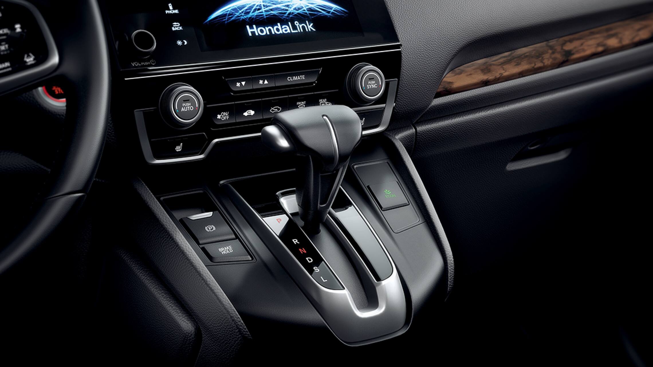 2019 Honda CR-V interior view of electric parking brake. 