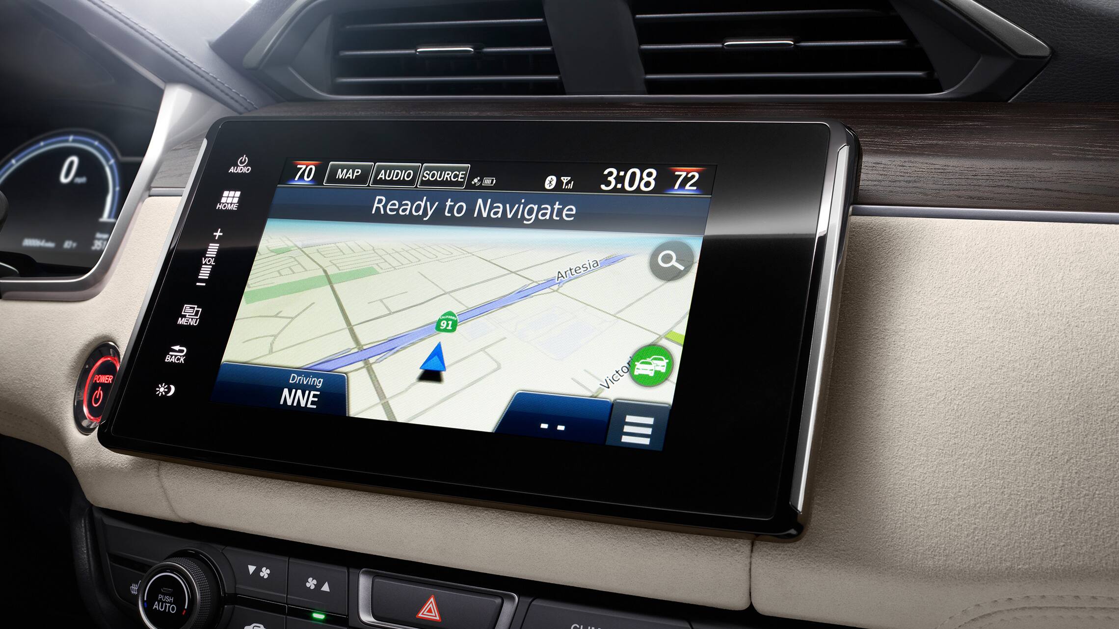 Detail of navigation map on 8-inch Display Audio touch-screen.
